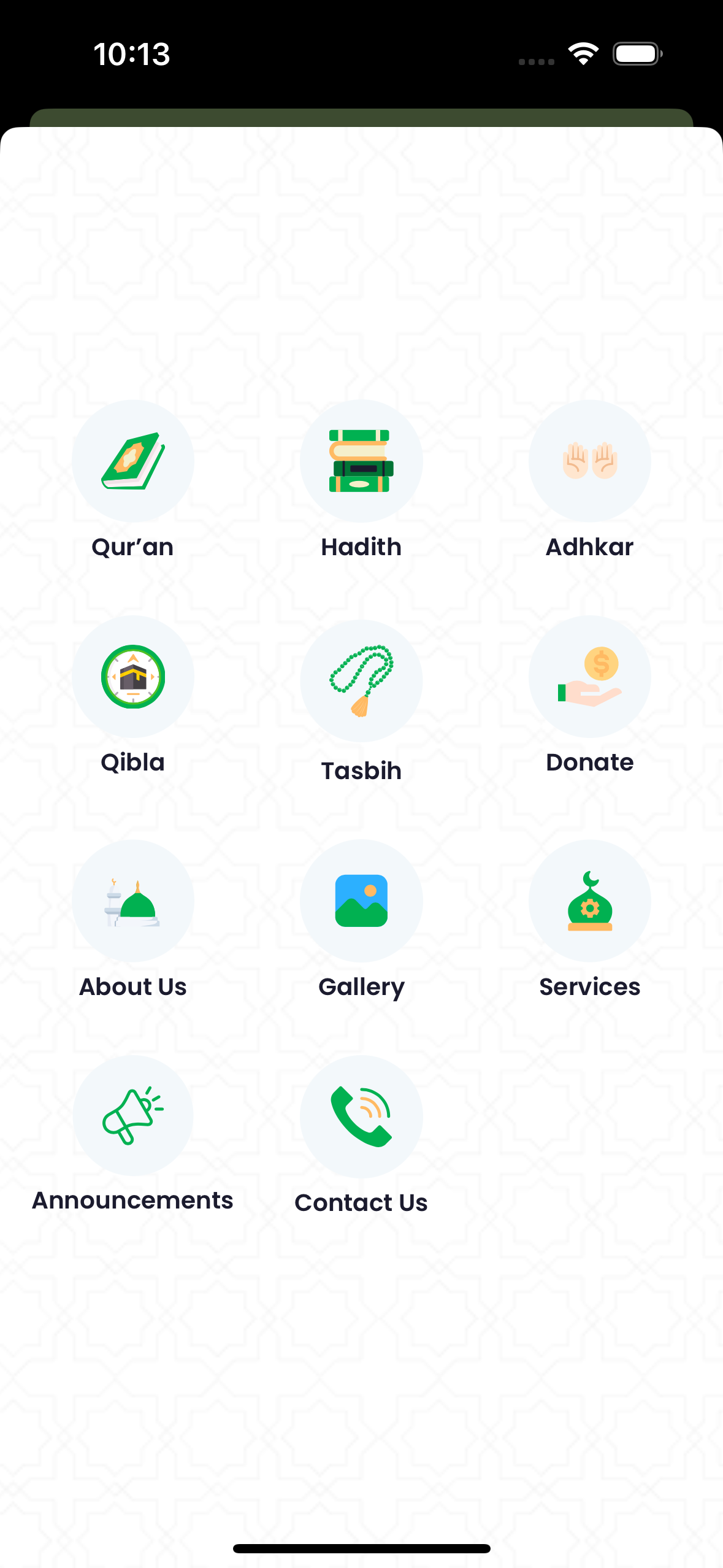 Manara app feature grid